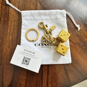 Coach Dice Bag Charm Gold Tone Brass Tone